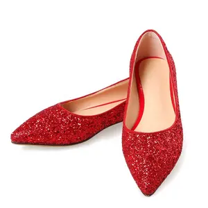 Sapatos femininos com glitter ponta fina, sapatos de festa e noiva confortáveis, plus size, 2022