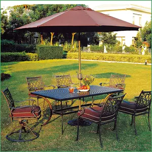 Meuble d'extérieur noir de jardin commercial, avec fermeture, table et chaise, en métal, HFD035