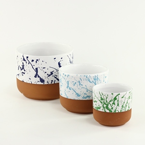 Pots de fleurs vertes Style européen, 1 pièce, pots de bureau en céramique otta, grès - Product Image 1