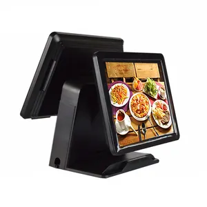 15 inch Dual screen pos systeem dubbele display pos terminal met tweede scherm pos terminal