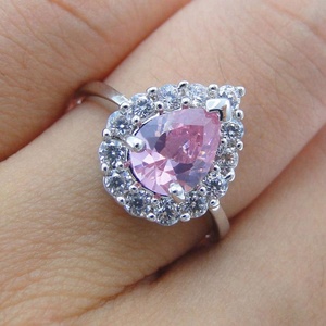 Cincin Zirkon Bentuk Pir, Perhiasan CZ Perak Murni 925 Kualitas Terbaik - Product Image 1