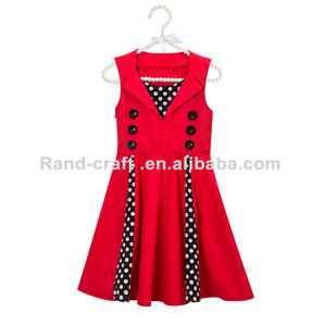 OEM Baby Girl Dress 1950s Dress Party Wear bambini abiti Vintage per ragazze bambini estate servizio OEM medio senza maniche formale - Product Image 3