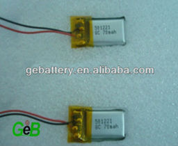 Pequeño tamaño GEB501221 3.7 V 70 mAh recargable de la batería Lipo 8C - Product Image 1