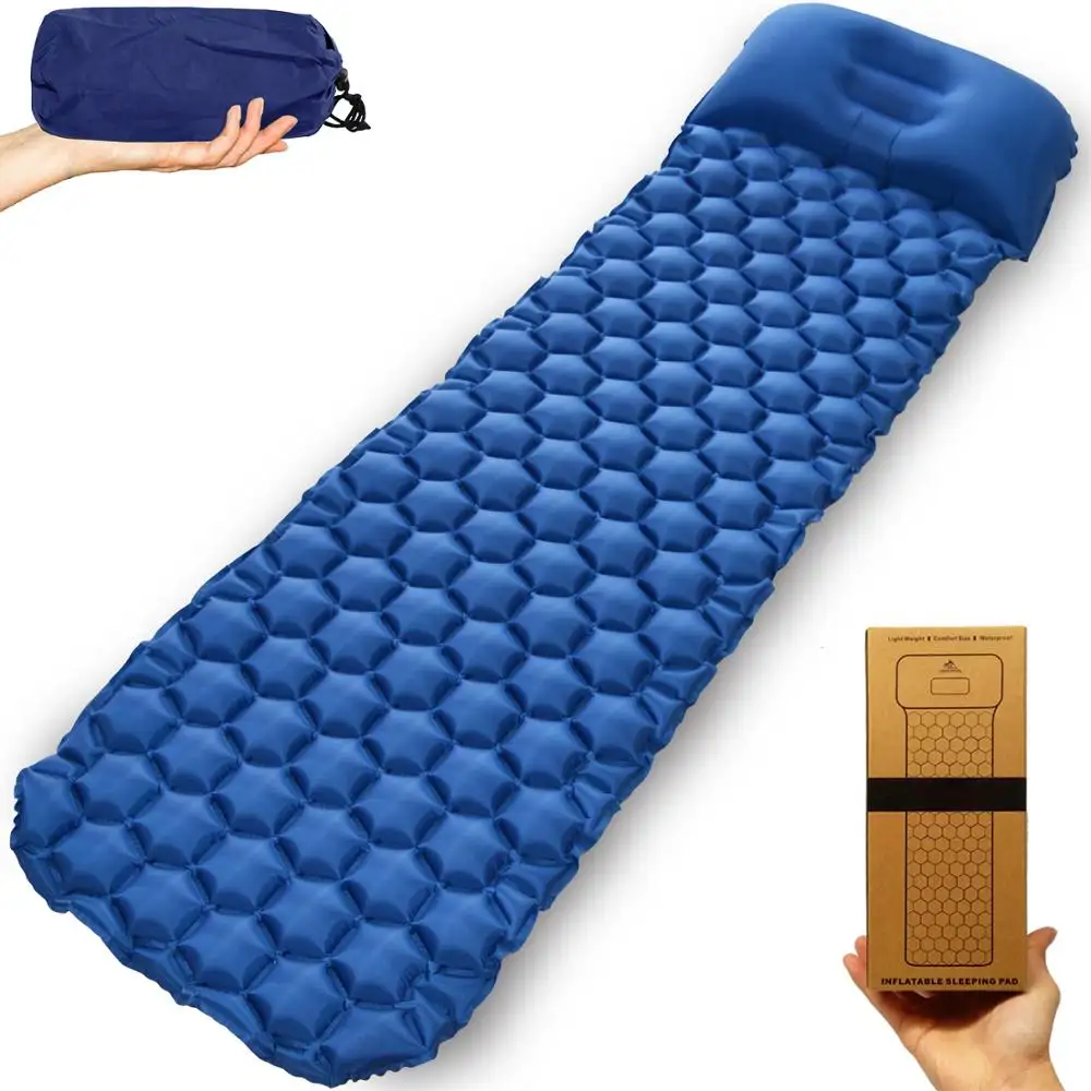 Matras Tidur Berkemah, Bantalan Tidur Udara Ringan, Sangat Ringan & Ringkas & Tiup dengan Bantal