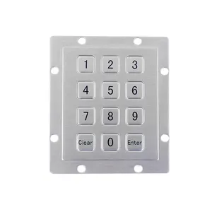 DSP 801 Kiosk Membrane Keypad with 4x3 matrix Stainless Steel Silver IP65 Customized 12 Keys Size Durable