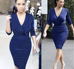 3983 Dingyang deep v-neck office ladies pencil dress