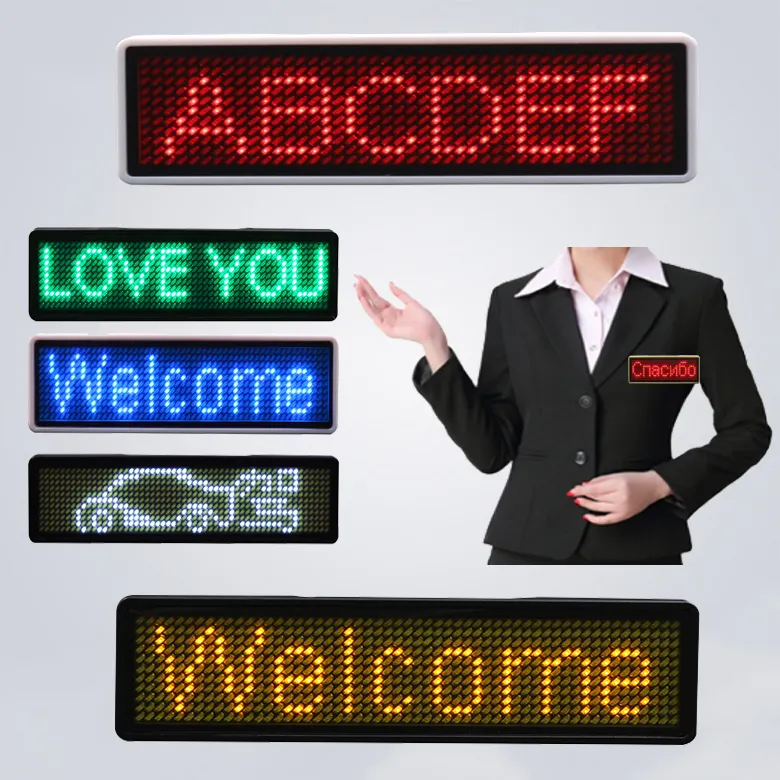 Programmable Scrolling Hotel Staff Name Tag LED Badge