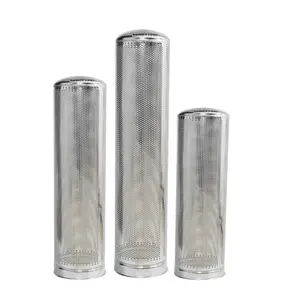 Nouveau filtre à cylindre de crépine perforée en fil d'acier inoxydable 304/316 avec trous filtre à liquide de panier de poinçonnage en métal soudé