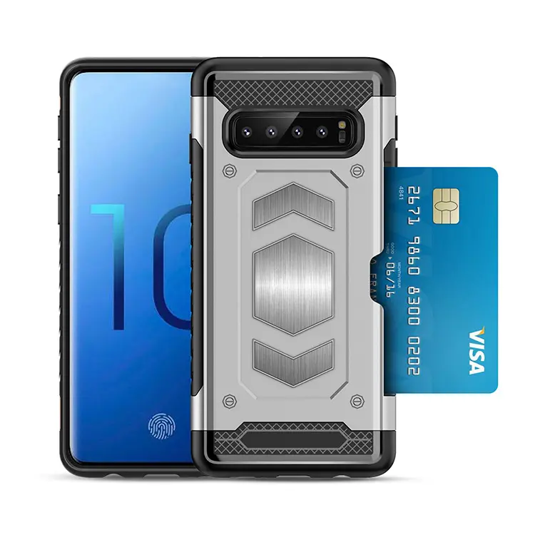 2019 New 2In1 Adsorption Car Mount Card Slot For Samsung Galaxy S10 Custom Rugged Shockproof Phone Case