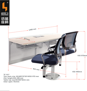 Muebles modernos de la Escuela de mesa de estudio doble asientos silla giratoria estudiante escritorio y silla de madera de la tableta de escritura - Product Image 2