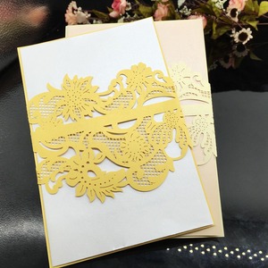 Cartes d'invitation de <span class=keywords><strong>mariage</strong></span> découpées au Laser, 50 pièces, <span class=keywords><strong>enveloppe</strong></span> en <span class=keywords><strong>dentelle</strong></span> dorée, fournitures de <span class=keywords><strong>mariage</strong></span> - Product Image 3