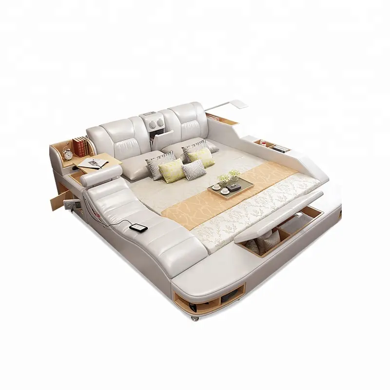 Modern stil Tasarım hakiki Deri kral masaj yatak odası takımı