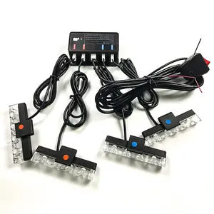 4x4LED car emergency warning flashing light 12V red blue color outdoor grille strobe light