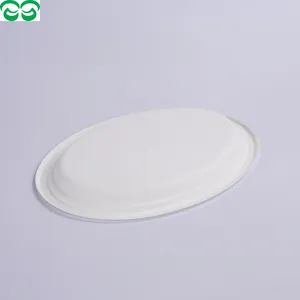 12.5 Inch Factory Biodegradable High Quality Bagasse Tableware Oval Plate