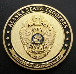 ALASKA STATE TROOPERS Loyal Integrity & Courage Challenge Gold plated Commemorative Coin