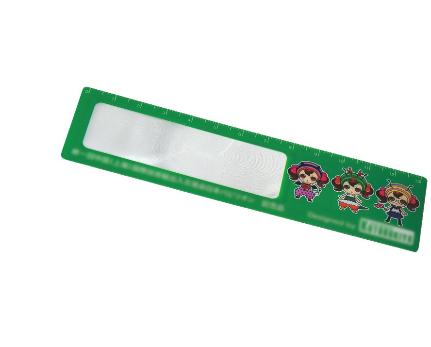 Рекламный подарок, линейка из ПВХ с увеличительным стеклом 4X 85*55 мм