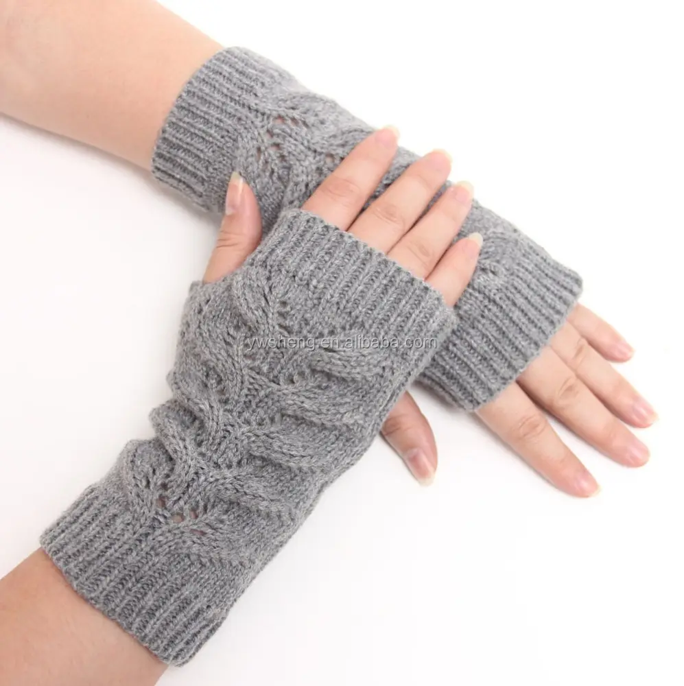 Guantes de punto de invierno para mujer, guantes acrílicos con botón de lana, baratos, hechos a mano