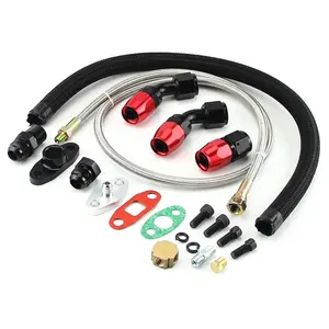 Turbos Oil Feed Line Return Line AN10 Fitting Flange Kit T3 T4 GT35 T70 T66