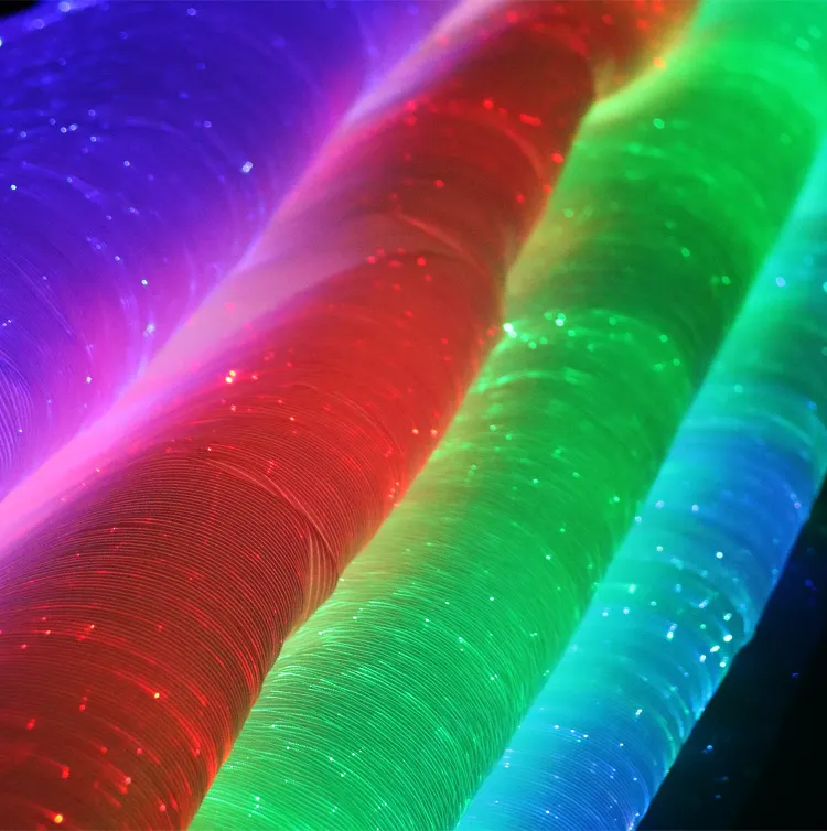 Serin Glow-In-The-Dark Tekstil RGB Led ışık up Fiber Optik Kumaş Malzeme Led Fiber Optik Kumaş