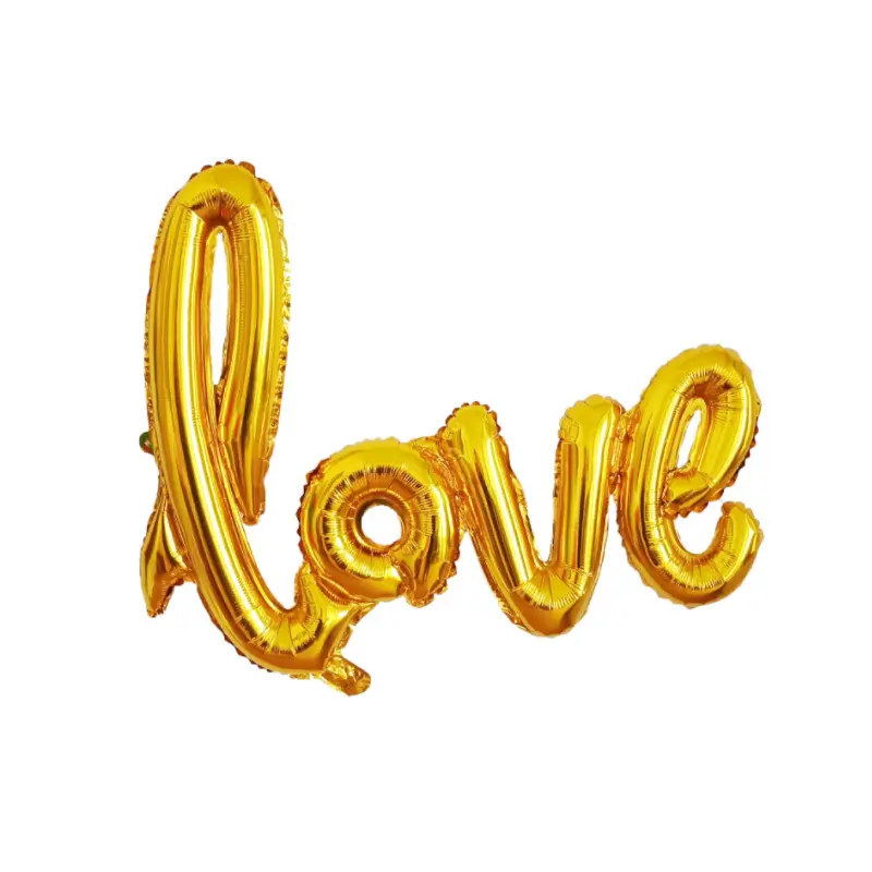 小さな愛形筆記体文字箔バルーンウェディングパーティーの装飾アルミヘリウムバルーンバレンタインデーパーティー風船