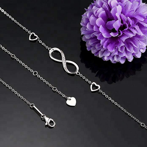 Wholesale Lady <strong>Infinity</strong> Heart <strong>Bracelet</strong> Simple Design Silver Stainless Steel Love Heart <strong>Infinity</strong> <strong>Bracelet</strong> for Women Girls - Product Image 3