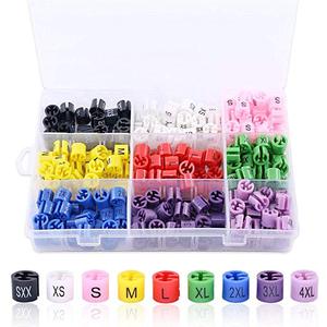 450 pièces d'étiquettes de taille pour vêtements en <span class=keywords><strong>plastique</strong></span> à clipser, avec codage de taille imprimé, séparateurs colorés, boucle de signalisation pour cintre - Product Image 2