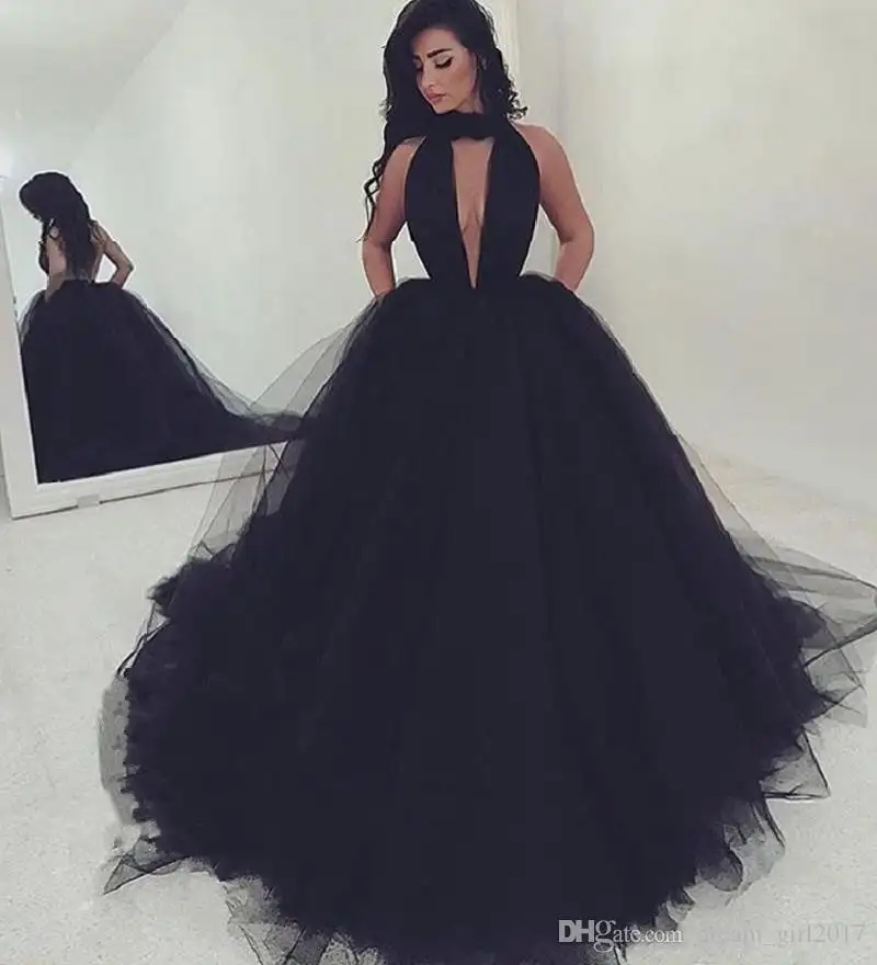 Black Prom Dresses New Long Formal Dress Evening Wear Puffy Tulle Women Cocktail Party Gowns