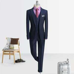 Stile di <span class=keywords><strong>moda</strong></span> di <span class=keywords><strong>alta</strong></span> qualità MTM fatto a Meausre tre pezzi due bottoni classico nero Slim Fit Tailor Made abito da sposa per uomo - Product Image 4