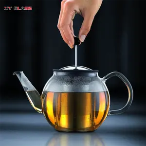 Futeur à thé classique avec infuseur à pression française, théière en verre thermo résistant à la chaleur