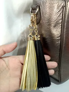 Custom Microfiber Suede Leather Tassels Pu Faux Leather Tassel Fringe Gold Tassel Key Chain For Bags