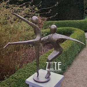 Garden Art Nouveau Abstract Bronze Human Sculpture Dancing Gymnastic Couple Statue