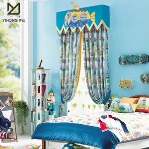 Wholesale decorative car printed shading fabric ready made Blackout Curtains For Kid Baby Boy