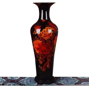 Jingdezhen yeni tasarım büyük çin siyah porselen yer vazo