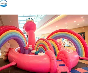 I bambini all'aperto giocattoli castello di salto gonfiabile utilizzato commerciale buttafuori gonfiabili rosa per la vendita