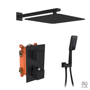 HIMARK chine cupc robinet de <span class=keywords><strong>douche</strong></span> mural en laiton <span class=keywords><strong>noir</strong></span> mat ensemble de robinets de salle de bains modernes avec mélangeur <span class=keywords><strong>thermostatique</strong></span> à 3 fonctions - Product Image 6