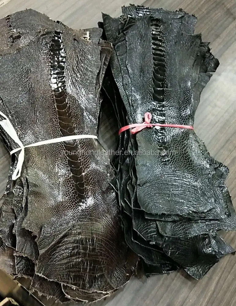 काले और भूरे रंग के लिए चमकदार शुतुरमुर्ग पैर त्वचा चमड़े बटुआ