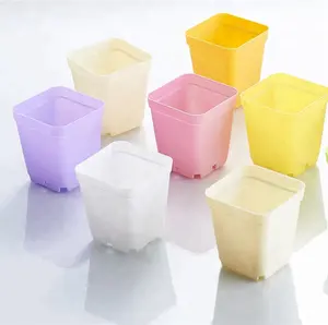 五颜六色的方形塑料花盆