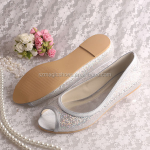 <span class=keywords><strong>Scarpe</strong></span> da Sposa Piatte con Punta Aperta e <span class=keywords><strong>Glitter</strong></span> <span class=keywords><strong>Argento</strong></span> - Product Image 2