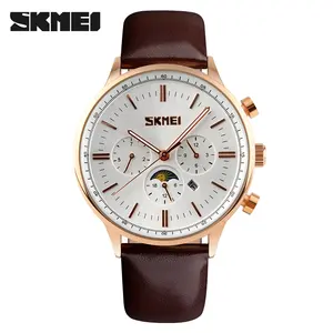 Skmei防水時計男性Top LuxuryブランドSkmei 9117 Lovers腕時計最新の新デザイン本革バンドskmei Reloj腕時計