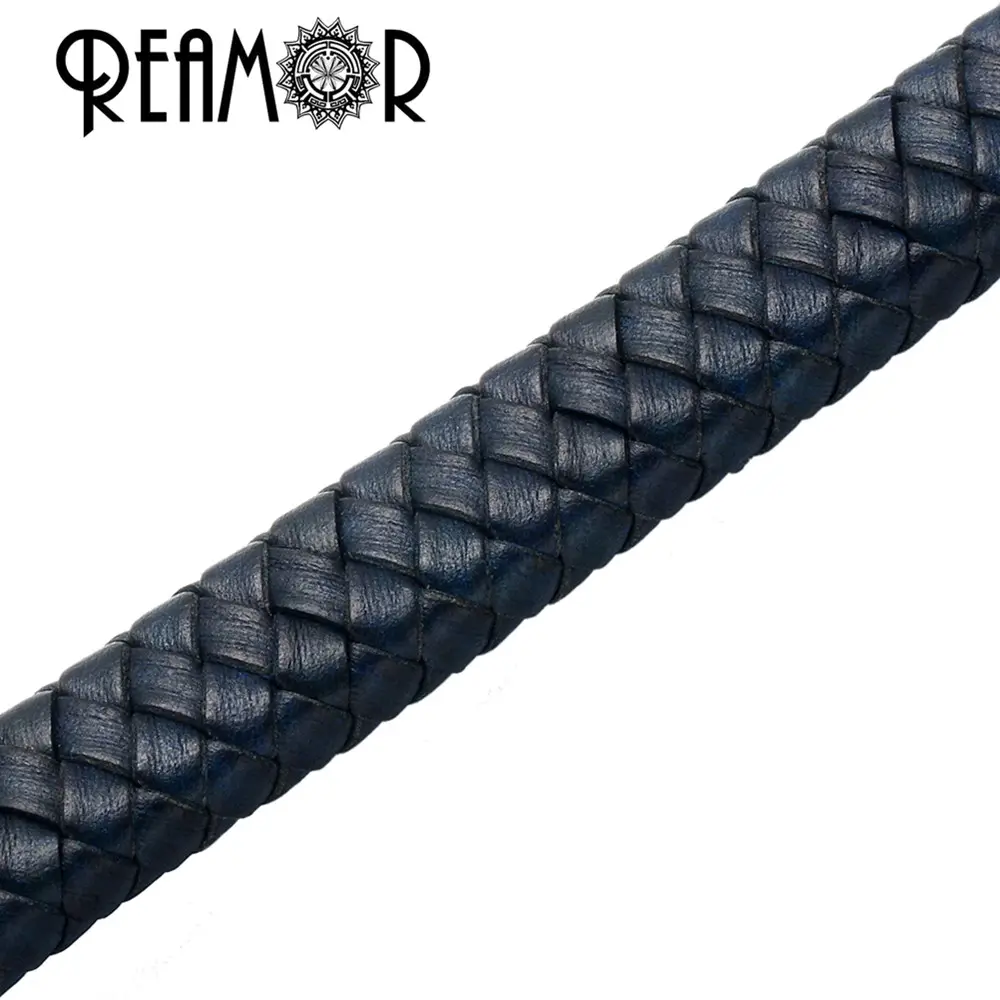 REAMOR New 12*6mm Black Mixed Brown Red Super Fiber Braided Leather Rope DIY Bracelet PU Wide Leather Cords For Jewelry Making
