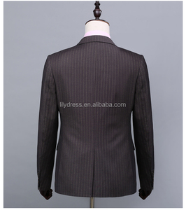 Abito da <span class=keywords><strong>Uomo</strong></span> <span class=keywords><strong>Completo</strong></span> su Misura (Giacca+Pantaloni+Cravatta+Gilet) NA33 Marrone con Righe Bianche - Product Image 4