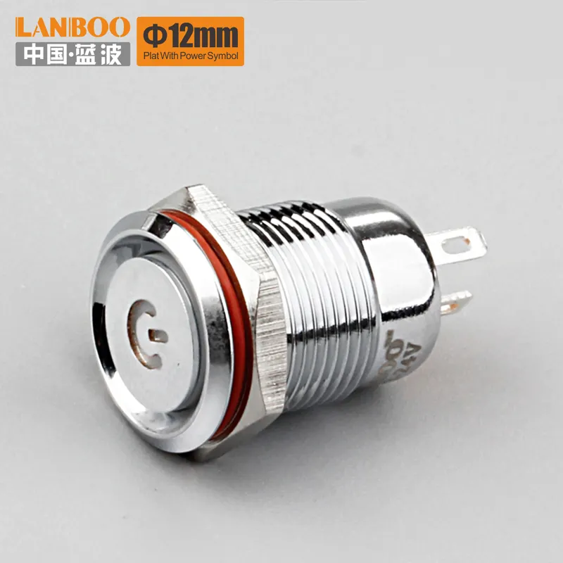 Lanboo 12Mm Ultra Korte Drukknop Licht Schakelaar Met Plat Met Power Led