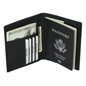 Reizen Rfid Bescherming Portemonnee Custom Logo Reliëf Pu Paspoort Visa Card Case Houder