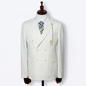 Giacca da <span class=keywords><strong>uomo</strong></span> di design italiano in lana bianca da <span class=keywords><strong>uomo</strong></span> giacca alla moda <span class=keywords><strong>doppiopetto</strong></span> con decorazione a bottoni a spessore sottile - Product Image 1