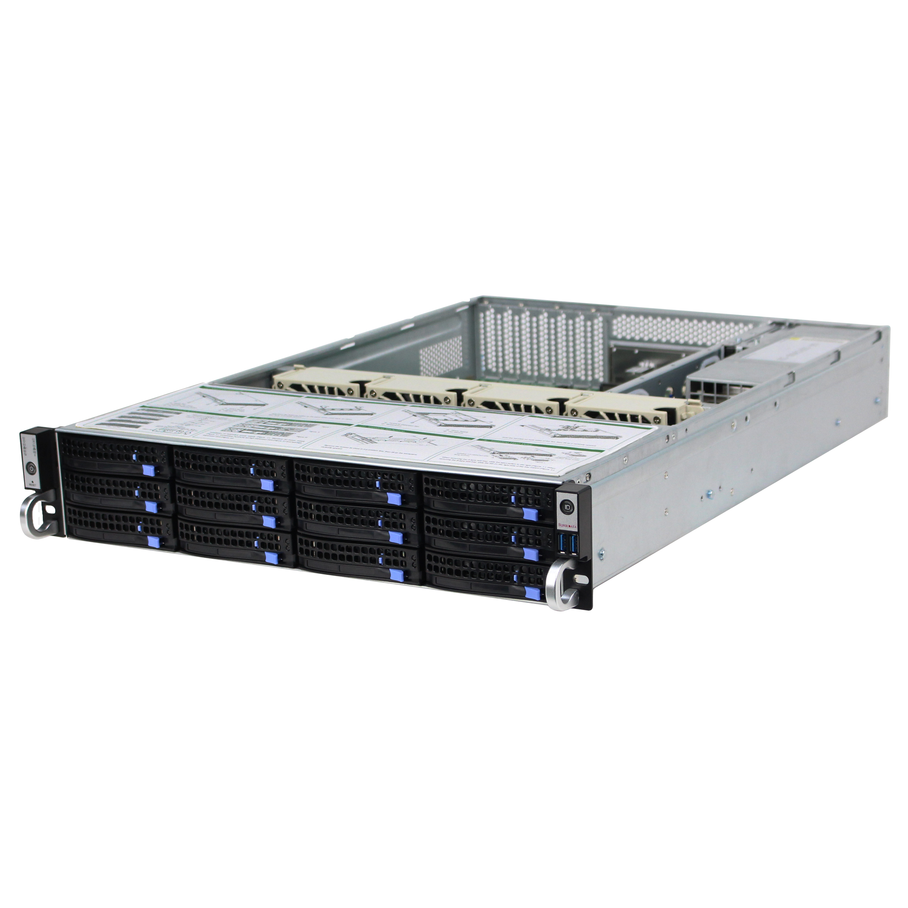 2U Rackmount NAS Server Case with 12 Bays & USB Ports
