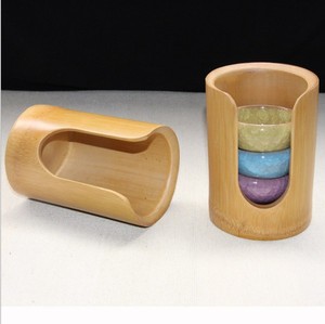 Portabicchieri rotondo in bambù naturale - Product Image 6