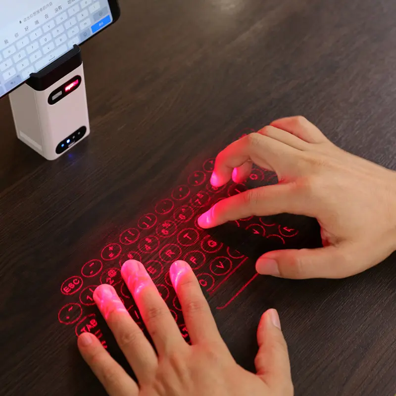 Teclado Virtual láser mágico inalámbrico, dispositivo con proyección láser infrarroja, teclado táctil y ratón para teléfono inteligente/PC/tabletas