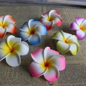 Mousse décorative de style hawaïenne, 4cm 5cm 7cm 9cm, vente en gros, plis, fleurs artificielles frangipanier, mousse de décoration pour mariage, 4cm 5cm