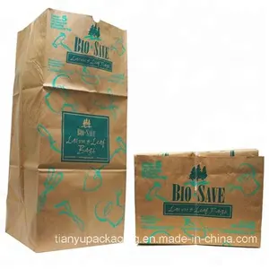 Multiwall-bolsa de papel Biodegradable impermeable, Papel Kraft marrón, hoja de césped, basura, patio de basura, bolsa de basura, sacos