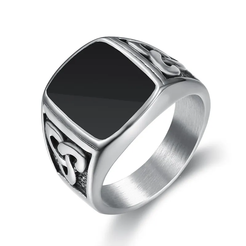 नॉर्डिक वाइकिंग अंगूठी 316 स्टेनलेस स्टील चांदी के रंग तामचीनी चित्रित सेल्टिक गाँठ पुरुषों की अंगूठी
